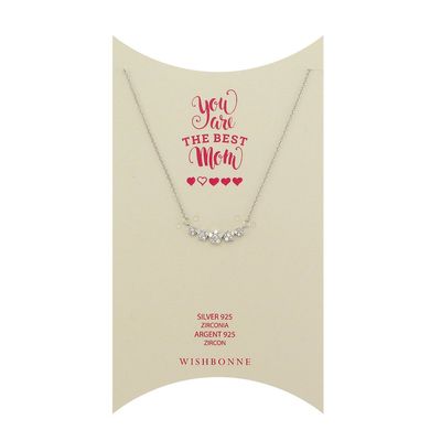 Wishbonne 5 Little Things Necklace Happy Mother's Day Simple Card Gift Set, 16"-18", Silver