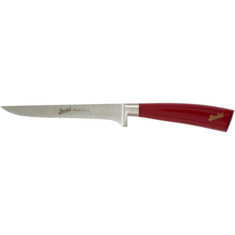 Berkel Elegance Boning Knife | 6" Stainless Steel Blade | Elegant Cutlery for Home & Kitchen | Made in Italy (Red)