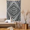 Ambesonne Psychedelic Tapestry, Geometric Dimension Ornament Motif with Triangle Diamond Forms Oriental Image, Wall Hanging for Bedroom Living Room Dorm Decor, 60" X 80", Charcoal Grey White view 2