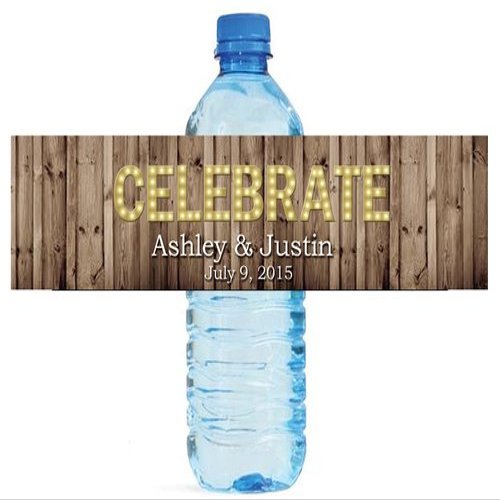 DesignThatSign 100 Rustic Wood Marquee Celebrate Wedding Anniversary Water Bottle Labels Engagement Party Birthday