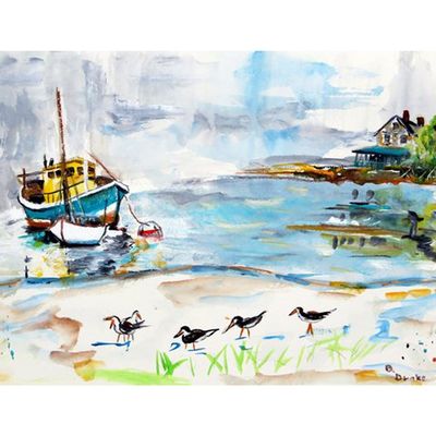 Betsy Drake Boats & Sandpipers Door Mat 18x26