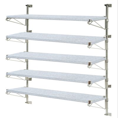 Omega Products Corporation 18" Deep x 30" Wide x 54" High Adjustable 5 Tier Solid Galvanized Wall Mount Shelving Kit