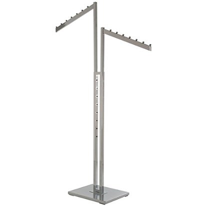 AMKO R24 1" Square Tube 2-Way with Rectangular Slant Arms with 8 Balls, 2-16 1/2" x 1 1/2", 12" x 15" Base, Chrome Finish, Beautiful Upscale Finish Heavy Duty Flat Base