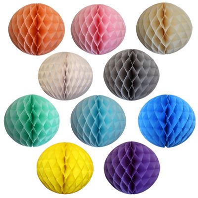 10 Pack Assorted Color 5 Inch Honeycomb Tissue Paper Party Balls (Pastel)