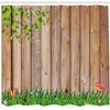 Ambesonne Farmland Shower Curtain, Fresh Spring Season Jardin with Butterflies and Ladybugs in Park Scene Art, Cloth Fabric Bathroom Decor Set with Hooks, 69" W x 84" L, Camel Fern Green Brown view 2