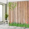 Ambesonne Farmland Shower Curtain, Fresh Spring Season Jardin with Butterflies and Ladybugs in Park Scene Art, Cloth Fabric Bathroom Decor Set with Hooks, 69" W x 84" L, Camel Fern Green Brown view 4