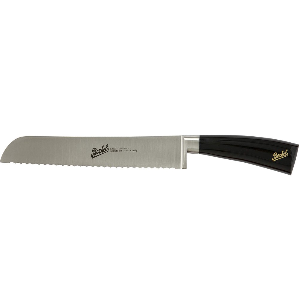 Berkel Elegance Bread Knife | 8.5" Stainless Steel Blade | Elegant Cutlery for Home & Kitchen | Made in Italy (Black)