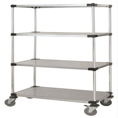 24" Deep x 48" Wide x 86" High 4 Tier Solid Galvanized Mobile Shelving Unit with 1200 lb Capacity
