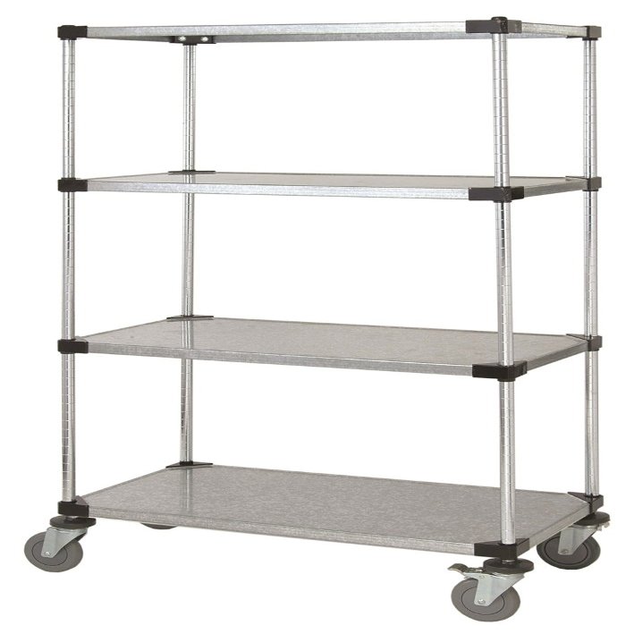 24" Deep x 48" Wide x 86" High 4 Tier Solid Galvanized Mobile Shelving Unit with 1200 lb Capacity