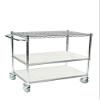 24" Deep x 30" Wide x 39" High 3 Tier Chrome Shelf Cart with 1 Wire Shelf & 2 Solid Shelf view 1