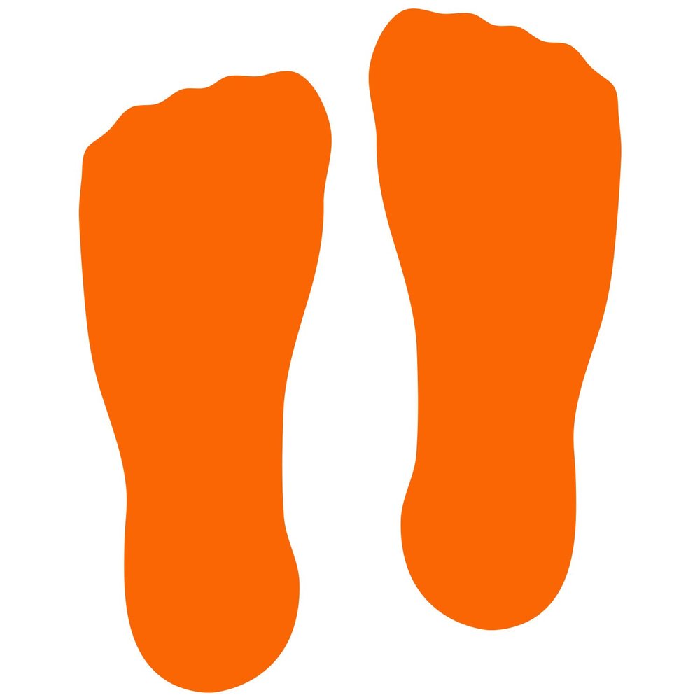 LiteMark 9 inch Orange Sock Print Decal Stickers for Floors and Walls - Pack of 12