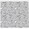 Ambesonne Grey Shower Curtain, Cats Posing Over Floral Background Feline Kitten Kitty Cartoon Art Prints, Cloth Fabric Bathroom Decor Set with Hooks, 69" W x 84" L, White view 2