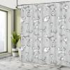Ambesonne Grey Shower Curtain, Cats Posing Over Floral Background Feline Kitten Kitty Cartoon Art Prints, Cloth Fabric Bathroom Decor Set with Hooks, 69" W x 84" L, White view 4