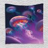 Ambesonne Fantasy Tapestry, Diver with Giant Jellyfish Underwater World Artisan Image Marine Design, Wall Hanging for Bedroom Living Room Dorm Decor, 60" X 80", Purple Blue view 1