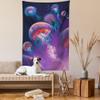 Ambesonne Fantasy Tapestry, Diver with Giant Jellyfish Underwater World Artisan Image Marine Design, Wall Hanging for Bedroom Living Room Dorm Decor, 60" X 80", Purple Blue view 2