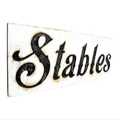 Stables 40"x10" Sign Rustic Horse Barn Wall Decor Handmade Carved Wood Farmhouse Sign Equestrian Stable Artwork Ready to Hang