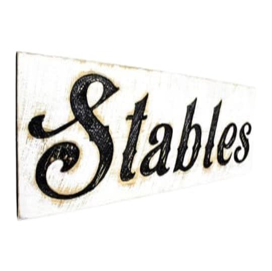 Stables 40"x10" Sign Rustic Horse Barn Wall Decor Handmade Carved Wood Farmhouse Sign Equestrian Stable Artwork Ready to Hang