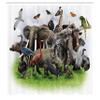 Ambesonne Animals Shower Curtain, Digital Pictures Collage Style Image of Wild Fauna Creatures Zoo Theme Print Art, Cloth Fabric Bathroom Decor Set with Hooks, 69" W x 84" L, Multicolor Off White view 2