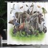 Ambesonne Animals Shower Curtain, Digital Pictures Collage Style Image of Wild Fauna Creatures Zoo Theme Print Art, Cloth Fabric Bathroom Decor Set with Hooks, 69" W x 84" L, Multicolor Off White view 3