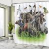 Ambesonne Animals Shower Curtain, Digital Pictures Collage Style Image of Wild Fauna Creatures Zoo Theme Print Art, Cloth Fabric Bathroom Decor Set with Hooks, 69" W x 84" L, Multicolor Off White view 4