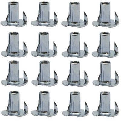 1/4"-20 Zinc Plated T-Nuts Threaded Bolt Sleeves 4 Prong Tee Nuts (48)