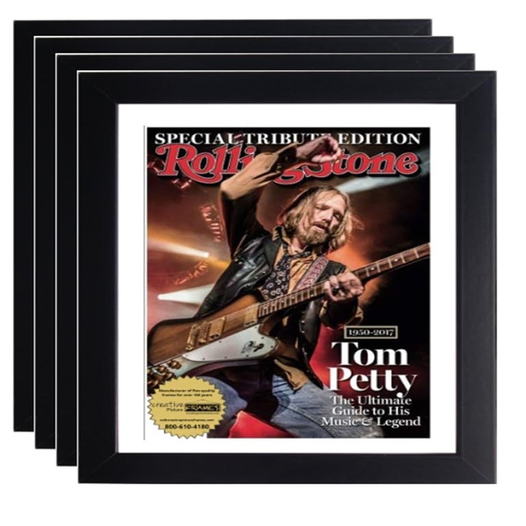 Creative Picture Frames 10x12 Collectors Edition Rolling Stones Magazine Frame, Displays Early 2017 Magazines w/White Matting and Wall Hanger (Pack of 4) Measure-Your-Magazine