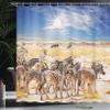 Ambesonne Africa Shower Curtain, Zebras in Savannah Desert Waterhole on Hot Day Africa Savannah Adventure Land Print, Cloth Fabric Bathroom Decor Set with Hooks, 69" W x 84" L, Sky Blue Off White Ecru view 3