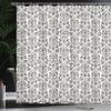 Ambesonne Flower Shower Curtain, Floral Paisley Design with Eastern Effects Curved Leaves and Swirls Oriental Art, Cloth Fabric Bathroom Decor Set with Hooks, 69" W x 75" L, Black White view 3