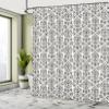 Ambesonne Flower Shower Curtain, Floral Paisley Design with Eastern Effects Curved Leaves and Swirls Oriental Art, Cloth Fabric Bathroom Decor Set with Hooks, 69" W x 75" L, Black White view 4