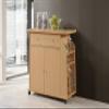 Hodedah Import Kitchen Island with Spice Rack and Towel Rack, Beech view 2