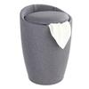 Wenko Candy Linen Look-Bathroom Stool, bin with Removable Laundry Bag, Grey/Black, 36 x 36 x 50.5 cm view 1