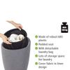 Wenko Candy Linen Look-Bathroom Stool, bin with Removable Laundry Bag, Grey/Black, 36 x 36 x 50.5 cm view 4