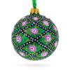 1907 Rose Trellis Royal Green Glass Ball Christmas Ornament 3.25 Inches view 1