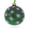 1907 Rose Trellis Royal Green Glass Ball Christmas Ornament 3.25 Inches view 2
