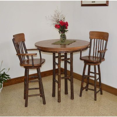 A & L Furniture Co. Hickory 3 Piece Bar Table with Hickory Panel Back Swivel Barchairs - Lead TIME to Ship 3 Weeks