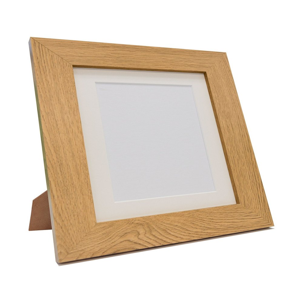 FRAMES BY POST Metro Oak Photo Picture Poster Frame with Ivory Mount Plastic Glass 8" x 6" For Pic Size 6" x 4\