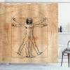 Ambesonne Human Anatomy Shower Curtain, Medieval Vitruvian Man Crosshatching Famous Italian Painting Renaissance Body Art, Cloth Fabric Bathroom Decor Set with Hooks, 69" W x 75" L, Sepia Brown Black view 1
