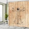 Ambesonne Human Anatomy Shower Curtain, Medieval Vitruvian Man Crosshatching Famous Italian Painting Renaissance Body Art, Cloth Fabric Bathroom Decor Set with Hooks, 69" W x 75" L, Sepia Brown Black view 4