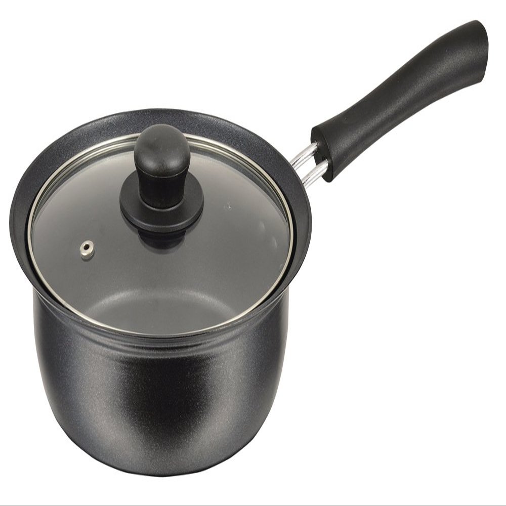 Pearl Metal HB-2872 One-Handed Pot, 7.1 inches (18 cm), Induction Heating Compatible, Glass Pot with Lid, Fluorine Treatment, Inner Surface Treatment