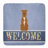 Caroline's Treasures BB5628RUG Staffordshire Bull Terrier Brown Welcome Machine Washable Memory Foam Mat, Bathroom Rug, Non-Slip Bath Mat, Durable Thick Washable Rugs for Kitchen, Bathroom Quick Dry, view 1