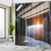 Ambesonne Outer Space Shower Curtain, Earth Scene from a Space Plane Runway Globe Galaxy up to Stars Sci-Fi Picture, Cloth Fabric Bathroom Decor Set with Hooks, 69" W x 75" L, Marigold Blue view 4