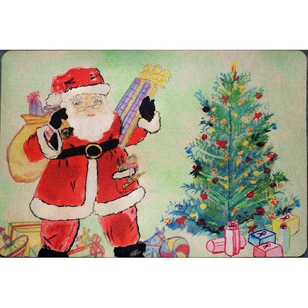 Betsy Drake Santa & Christmas Tree Door Mat 18x26