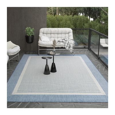 Couristan Recife Indoor Outdoor Rug - Stria Texture 2' x 3'7" Rectangle in Blue, Hose Washable, Low Pile, Pet- Kid Friendly Home Decor for Living Room, Patio Furniture Set, Kitchen
