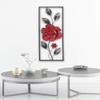 All American Collection New Modern Chic Aluminum/Metal Wall Decor Frame 12"x30" (Red Flower) view 1