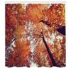 Ambesonne Forest Shower Curtain, Forest with Deciduous Trees Shedding Leaf Shady Toned Flora Scenery Photo Art, Cloth Fabric Bathroom Decor Set with Hooks, 69" W x 70" L, Orange view 2