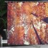 Ambesonne Forest Shower Curtain, Forest with Deciduous Trees Shedding Leaf Shady Toned Flora Scenery Photo Art, Cloth Fabric Bathroom Decor Set with Hooks, 69" W x 70" L, Orange view 3