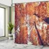 Ambesonne Forest Shower Curtain, Forest with Deciduous Trees Shedding Leaf Shady Toned Flora Scenery Photo Art, Cloth Fabric Bathroom Decor Set with Hooks, 69" W x 70" L, Orange view 4
