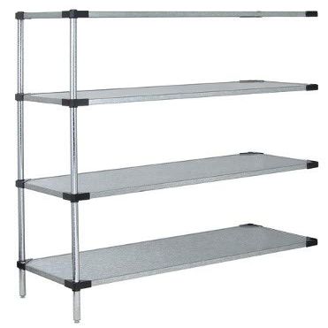 Omega 18" Deep x 72" Wide x 42" High 4 Tier Solid Galvanized Steel Add-On Shelving Unit