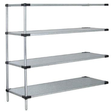 Omega 18" Deep x 72" Wide x 42" High 4 Tier Solid Galvanized Steel Add-On Shelving Unit