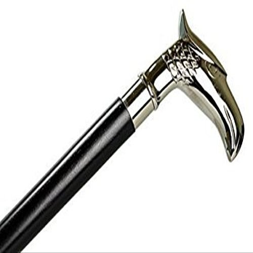 Walking Stick Design Eagle Shape Head Wooden Stick 3 Fold Walking Stick Brass Nickle Plated Handle with Black Cane 94.5 cm Cane Gift for Seniors.